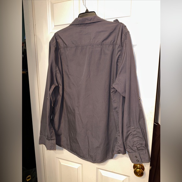 Mens Chals XXL Brown Button Up Long Sleeve Roll Tab Shirt Western Rocker Pockets - Picture 4 of 5